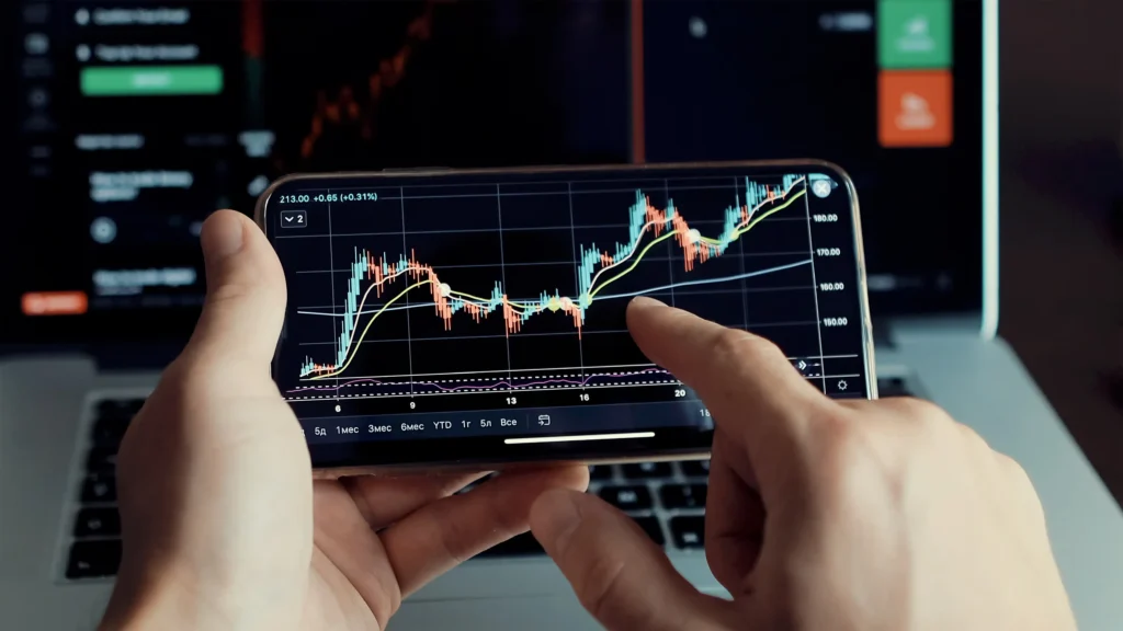Telegram Forex Signals chart analysis on smartphone screen in 2025.